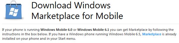 Marketplace for mobile 6